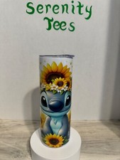 Vaso Stitch con mariposas amarillas y girasoles 20 oz
