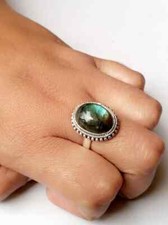 Natural Labradorite Ring 925 Sterling Silver Festive Gift for Women Handmade
