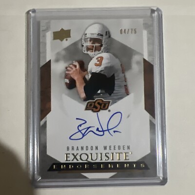 2012 UD Exquisite Collection Endorsements Brandon Weeden Rookie Auto RC /75