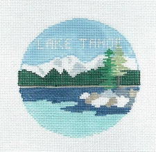 LAKE TAHOE Nevada & California 4" Rd. 18 mesh HP Needlepoint Canvas K. Schenkel