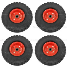 4 Pack 10 Inch Run flat Tubless Solid Rubber Foam Tire wheels For Dolly Wagon
