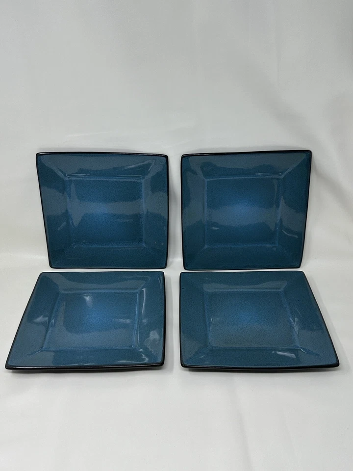 Gibson Elite Kiesling Turquoise Square Salad Plates 8 1/2 Inch Set Of 4 - Image 4 of 4