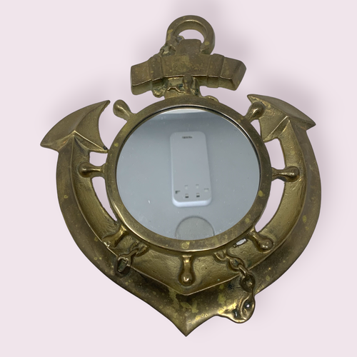 Vintage Brass Anchor Nautical Mirror Wall Hanging Accent Beach Coastal
