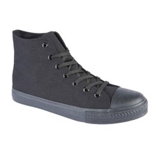 Men's Lace Up Casual Hi Top Boots Deck Sneakers Trainers Pumps Black & White