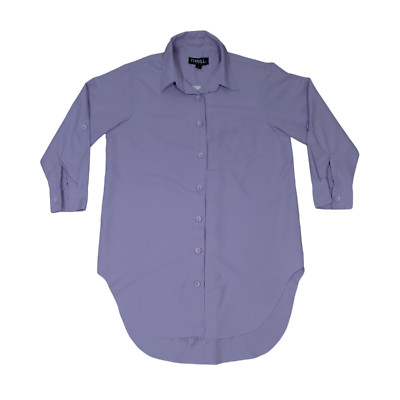 Thrill Denim Collection Hight-Low Shirt Purple Long Sleeves Buttom Donw Sz S