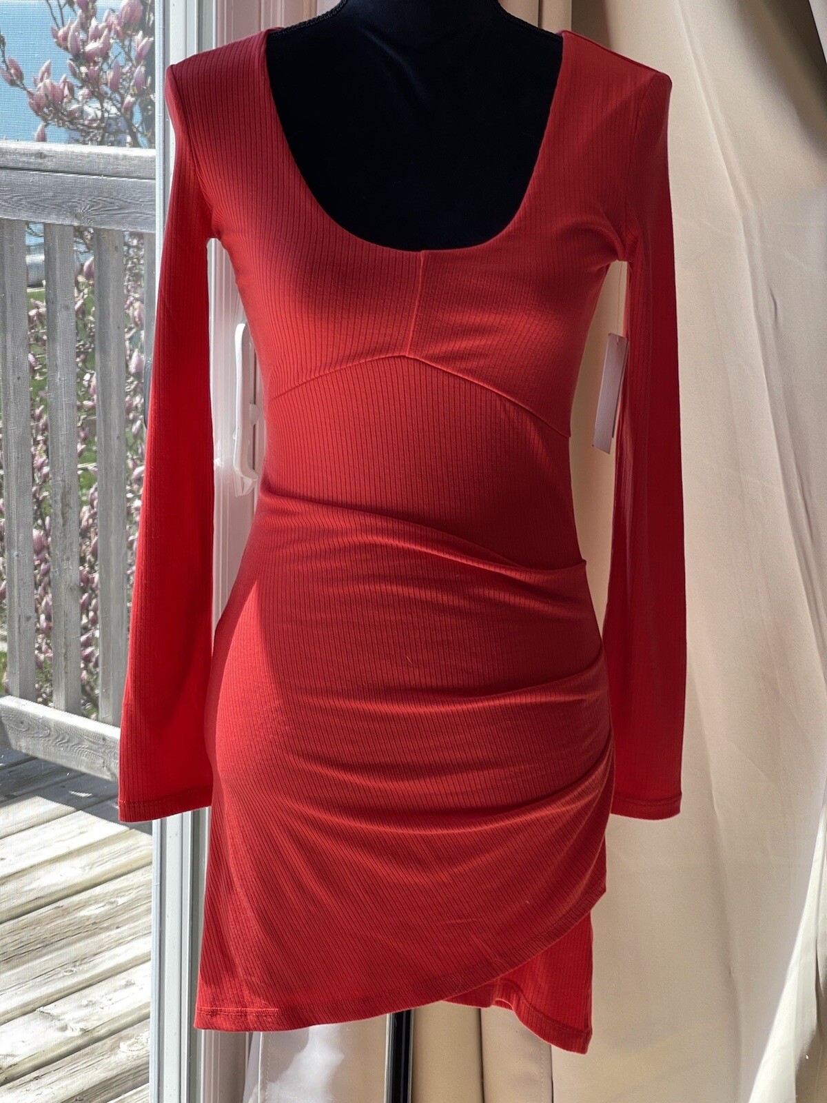 FILA Abito arricciato ROW A Body Con donna in rosso brillante taglia extra small nuovo con etichette
