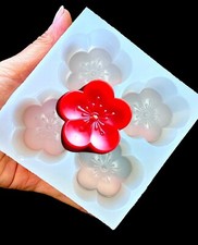 3D Silicone candle Soap Mold Cherry blossom flower mould 4 cavity easy release