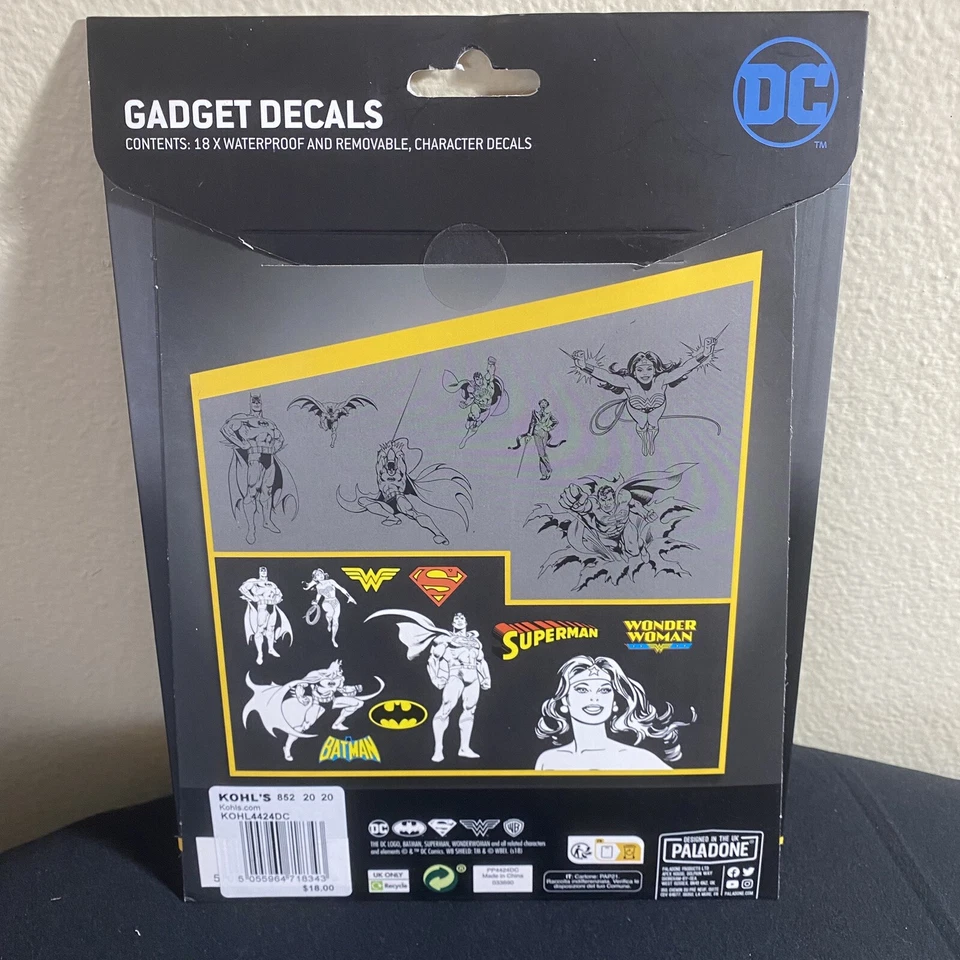 Paladone DC Comics 10 Waterproof Gadget Decals, Superman, Batman, Wonder Woman. - Image 2 of 3