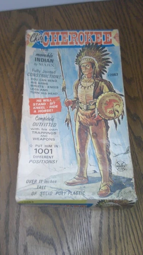 vintage 1960's Chief Cherokee plastic figure in original box w/ inst. complete,