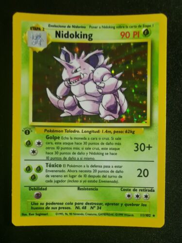 Nidoking 11/102 Base Set 1st Edition Spanish Rare Pokemon Card Top Condition - Picture 1 of 8