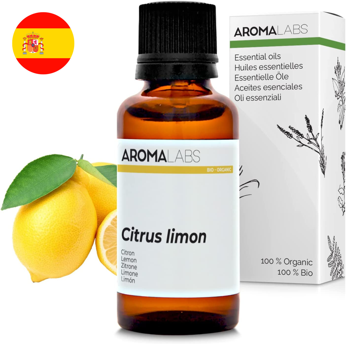 BIO - Aceite Esencial LIMÓN - 100% Puro, Natural, Quimiotipado y Certificado AB