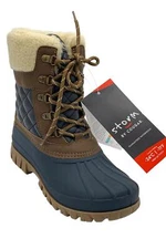 Cougar Waterproof Lace Up Winter Boots Carlisle Navy Dark Tan