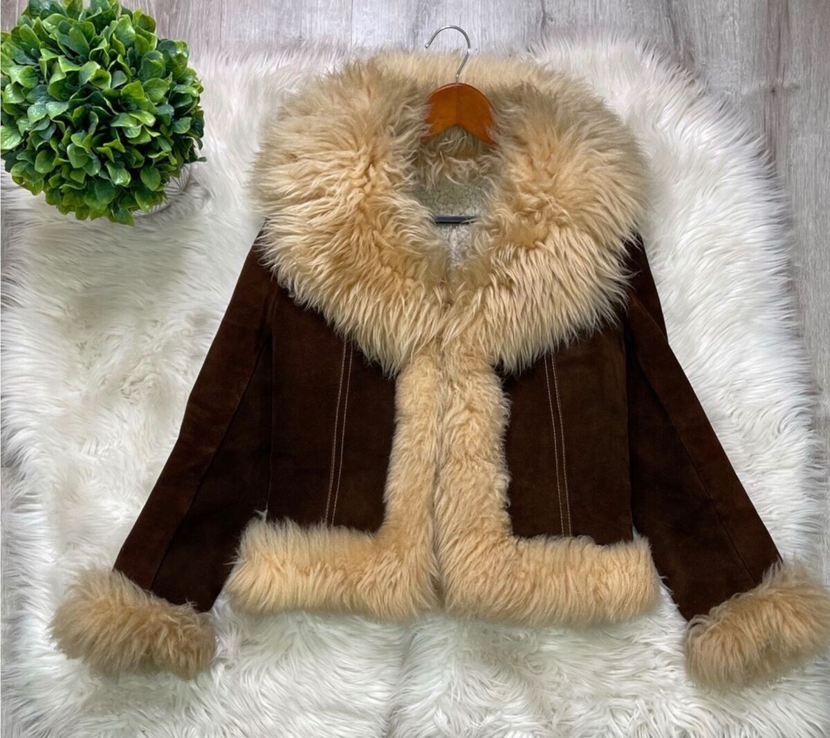 Vintage Penny Lane Coat, Sheepskin Trimmed Suede Jacket Vintage Penny Lane Coat, Sheepskin Trimmed Suede Jacket