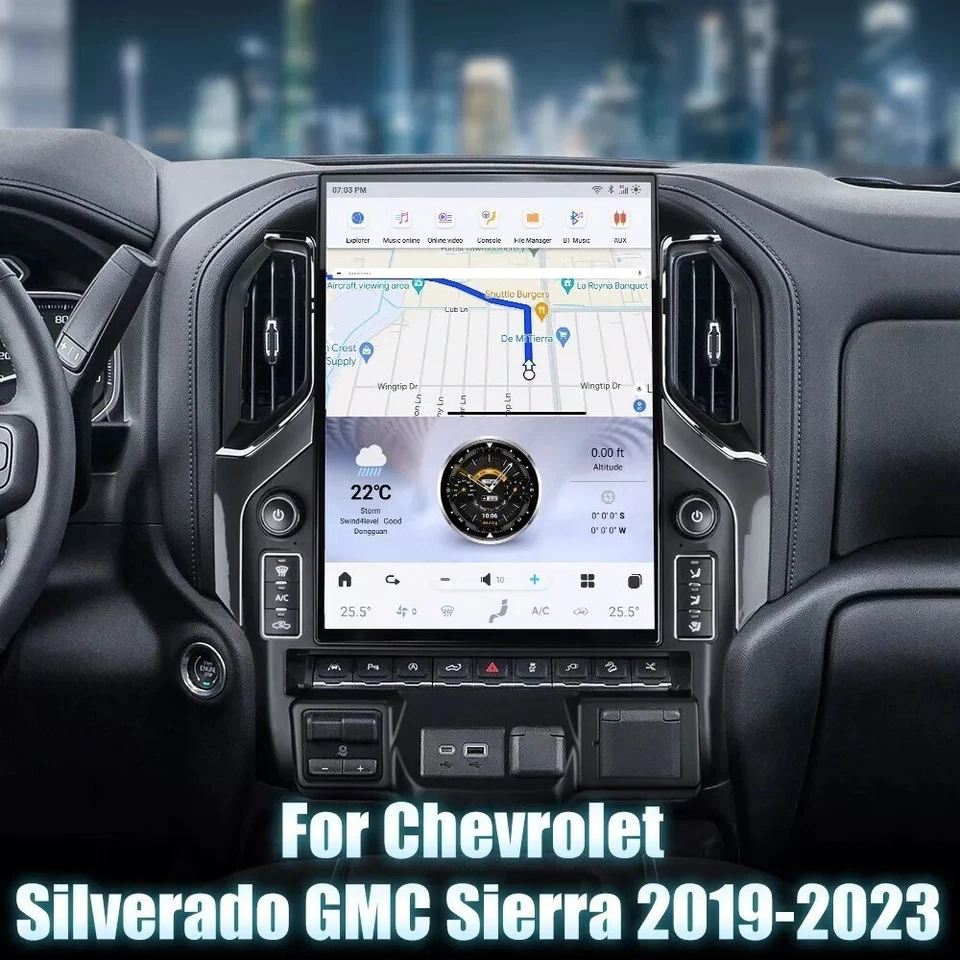 For Chevrolet Silverado GMC Sierra 2019-2023 Tesla Vertical Screen 2K GPS Radios Foto 3 de 4