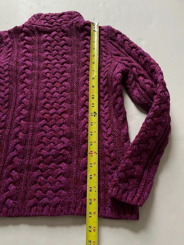 Suéter Lands End para Mujer XSP Púrpura Rojo Pescador Nórdico Cable Tejido Mezcla de Lana Foto 3 de 4