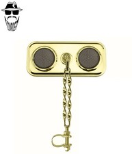 1x ORIGINAL LOWRIDER Rectangle Gold Mirror Double Flat Twisted Black Reflectors.