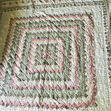 Quilted Cotton Patchwork Quilt Floral Country Bedspread Beige Pink Green