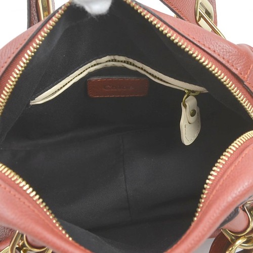 Auth Chloe Paraty Handbag Shoulder Bag Red Leather/Goldtone - h31258g - Picture 5 of 16