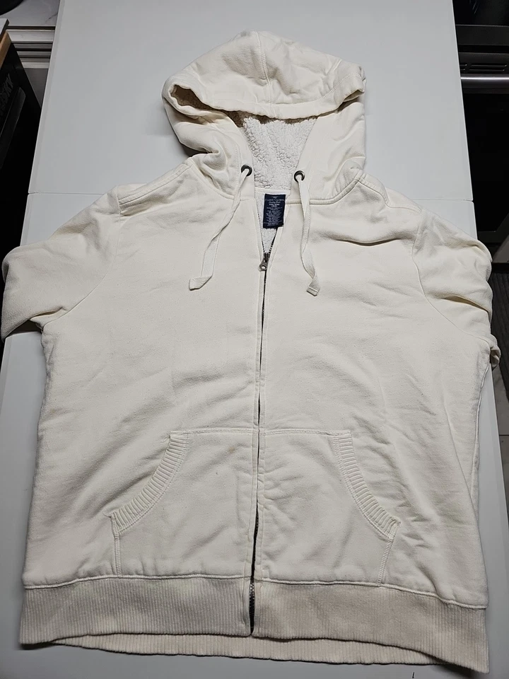 Faded Glory - Sudadera con capucha para mujer blanca con cremallera completa, forrada de lana con cremallera completa, 2 XL Foto 2 de 4