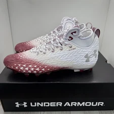 Under Armour Men’s 12 Spotlight Clone 3.0 Football Cleats 3026334-107 WHT/MAROON