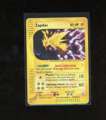 2003 Aquapolis Zapdos Holo Foil Rare H32/H32 WOTC E-Reader Series Pokemon