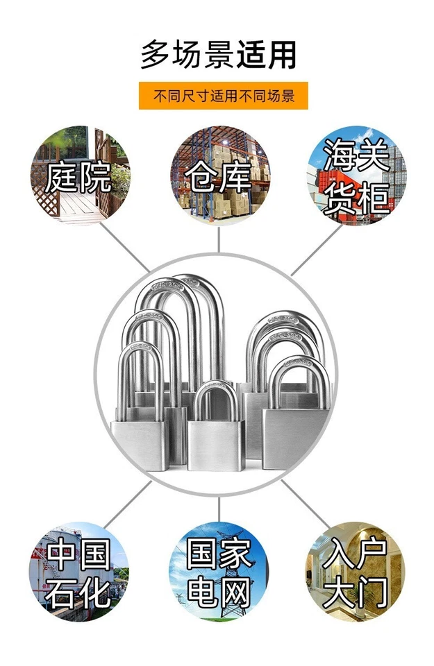 All Weather Marine Grade Padlock 304 Stainless Shackle 30mm/40mm/50mm/60mm + - Image 4 of 4