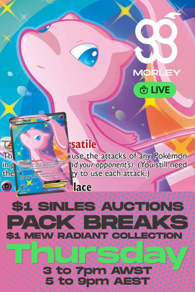 $1 Mew Radiant Collection + $1 Singles & Pack Breaks