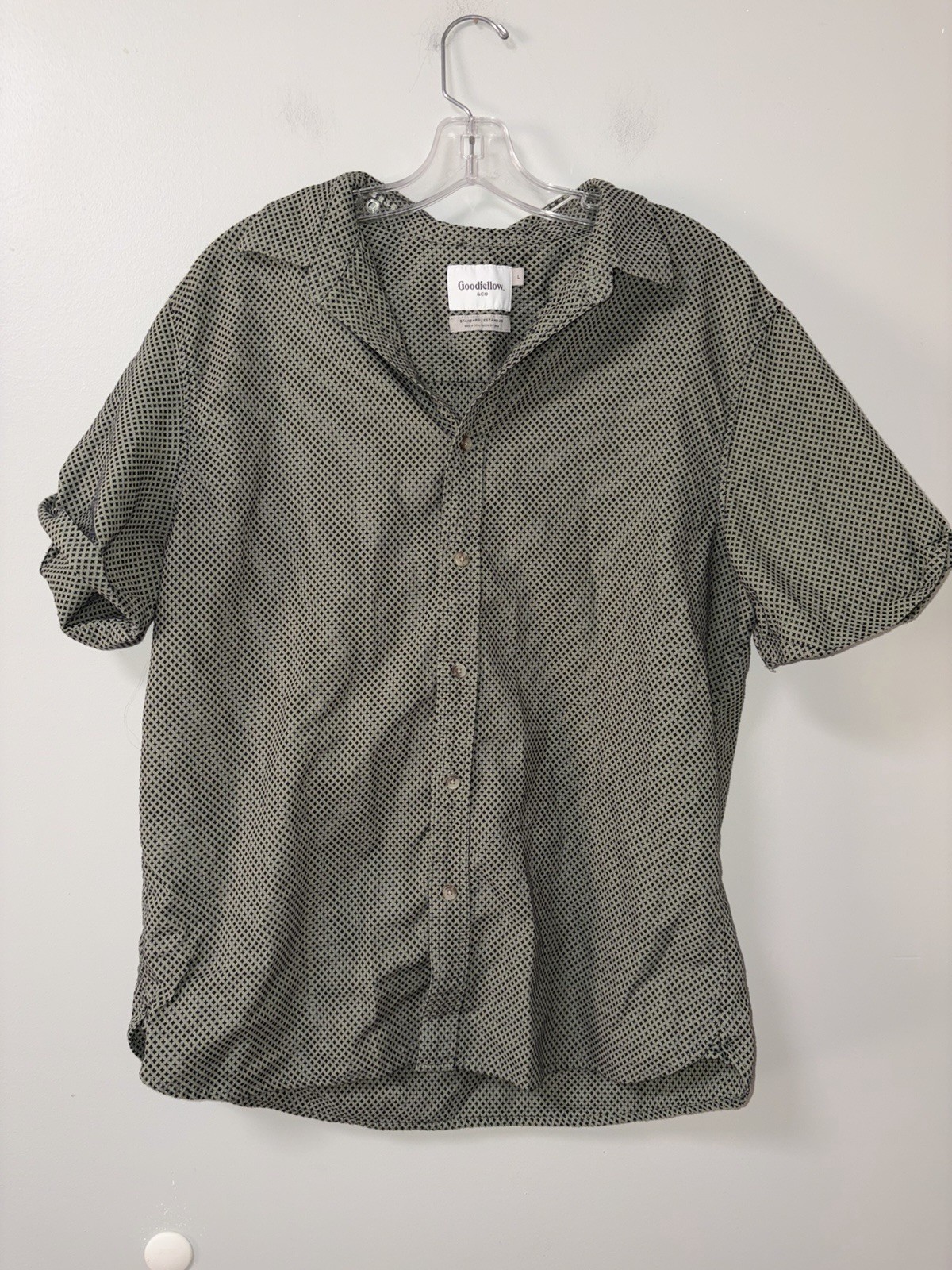 Goodfellow green textured collared button down me… - image 1