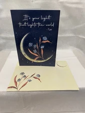 Tree Free Birthday Greeting Card Matching Envelope It's Your Light Moon Flowers