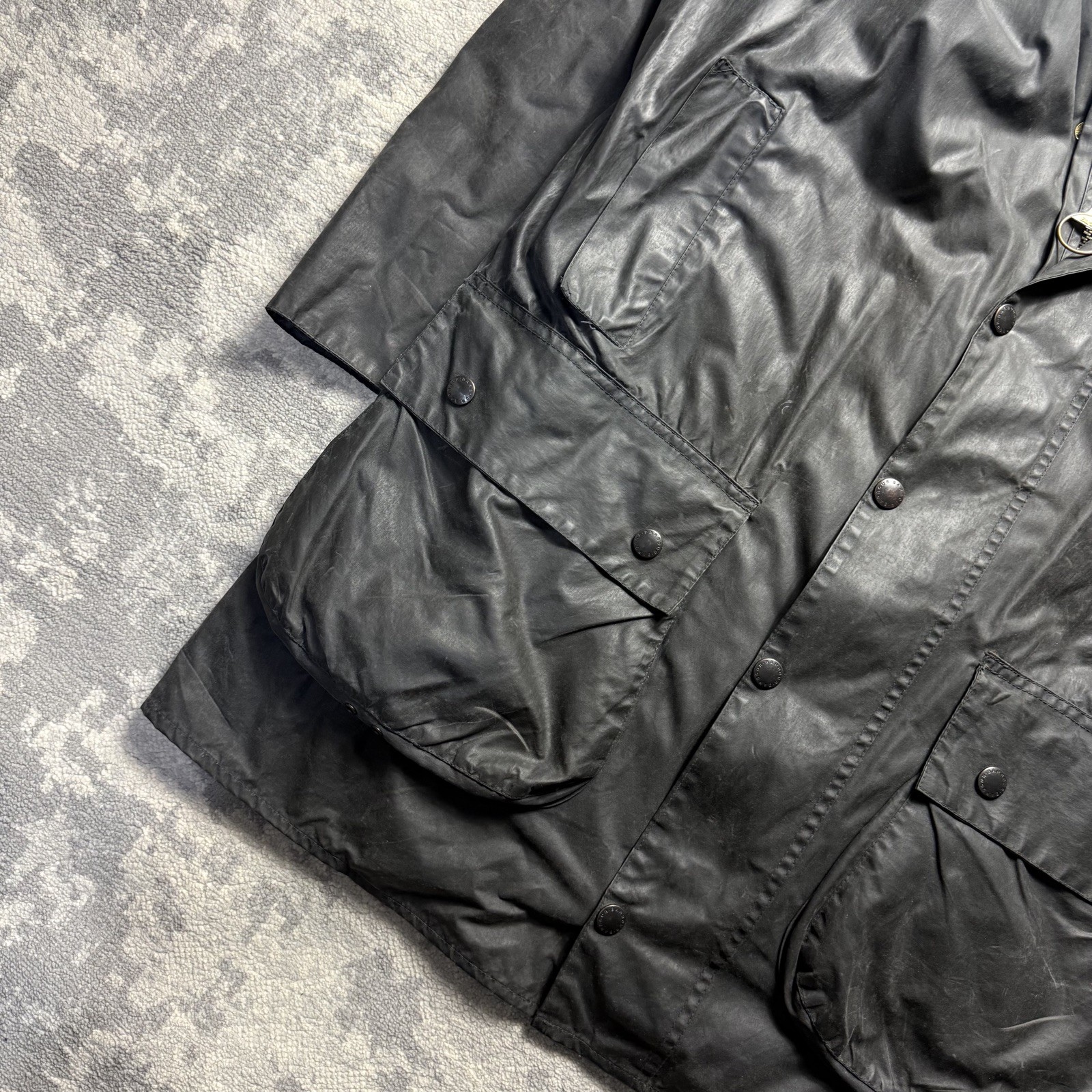 Men's Barbour Border A205 Waxed Cotton Jacket Navy Medium C40 image 9