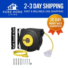 Automatic 50 FT Heavy Duty Cord Reel with 180° Swivel Bracket for Versatile Use