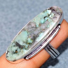 925 Silver Plated African Turquoise Ring US 8.5 Special Edition Design Trendy JW