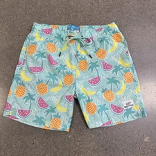 Beach Bros Swim Shorts Mens M Tropical Fruit Pineapple Banana Watermelon NWOT