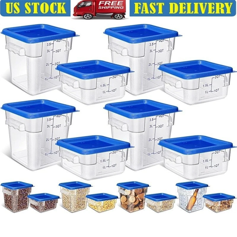 Food Storage Containers Stackable Clear Lids PC Plastic Kitchen Use 2 Sizes