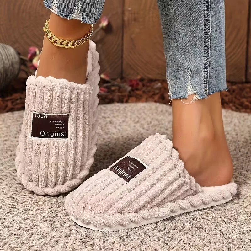 woman's Winter Soft fabric Anti-slip Warm couple slippers for home use Big size - Picture 5 of 15