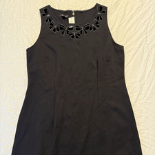 Talbots | Black Ponte Sheath Dress | Size 4 | Velvet Bow Neckline | NWT