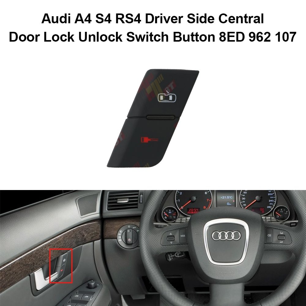 Left Driver Side Door Lock Control Switch Button For Audi A4 / S4 / RS4 – 8ED962107