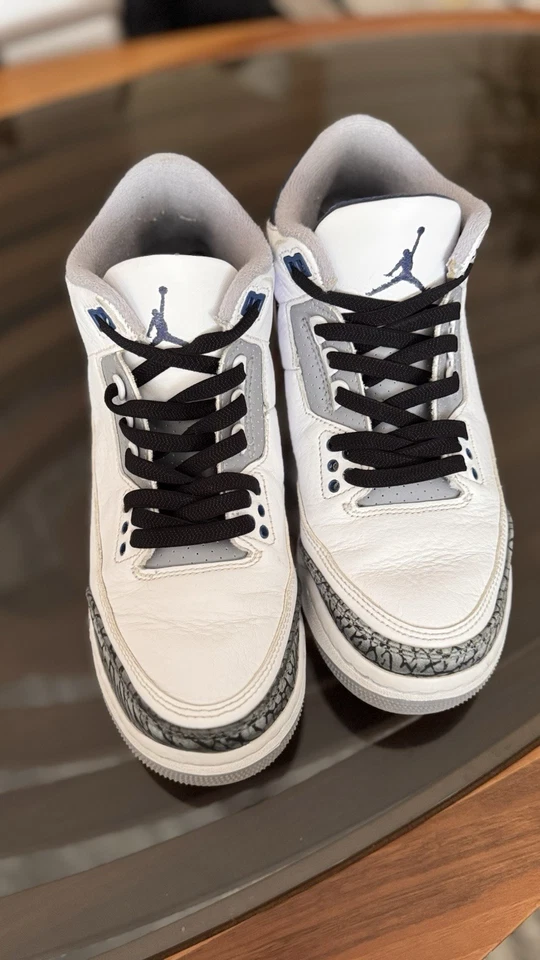 Nike Air Jordan 3 Retro White Shoes Size 8.women . 6.5 Y - Image 2 of 4