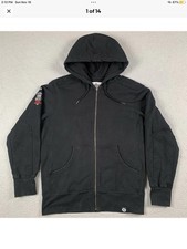 American Giant Hoodie Mens XL Black Full Zip Elbow Patches Pockets Made in USA