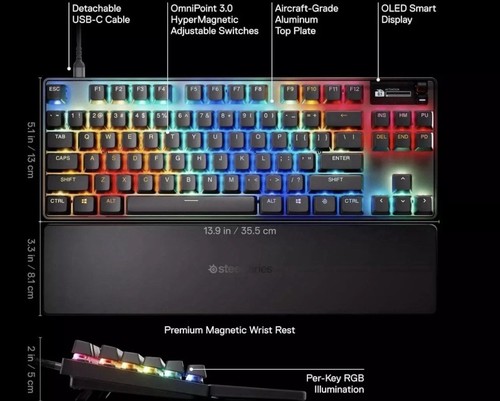 SteelSeries Apex Pro TKL Gen 3 Wired Gaming Keyboard Omnipoint 3.0 Switches 2024 - Picture 3 of 4