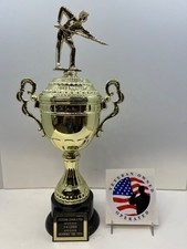 Pool Billiards Award Trophy 16" Free Custom Engraving M or F SUPPORT THE VET 