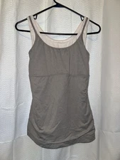 Flexees Women’s XL Tank Top Grey Shapewear Smoothing Stretch Built In Shelf Bra