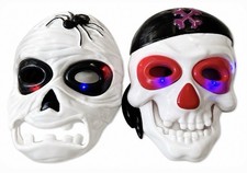 2 Pack Light Up Skull Masks Halloween LED Mummy Pirate Costume Decor Tested