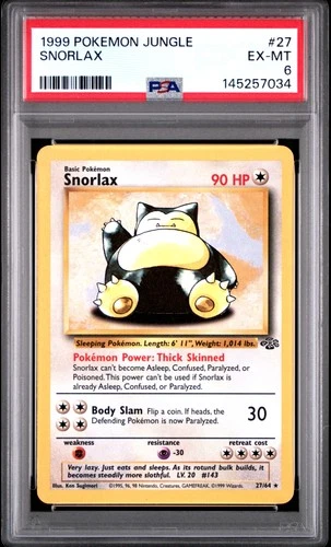 1999 POKEMON JUNGLE #27 SNORLAX PSA 6