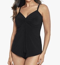 Miraclesuit Women's Sz 14 Swim Tankini Pin Point Love Knot Sweetheart Wired Bra