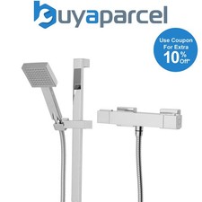 Triton Muse Square Thermostatic Bar Mixer Shower Exposed Chrome + Riser Rail