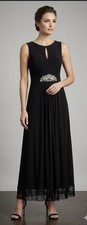 Eliza J Women Dress Size 14 Black Sleeveless Maxi Stretch Rhinestones