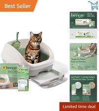 Cat Litter Box System Starter Kit Absorbent Pellets Waste Odor Control
