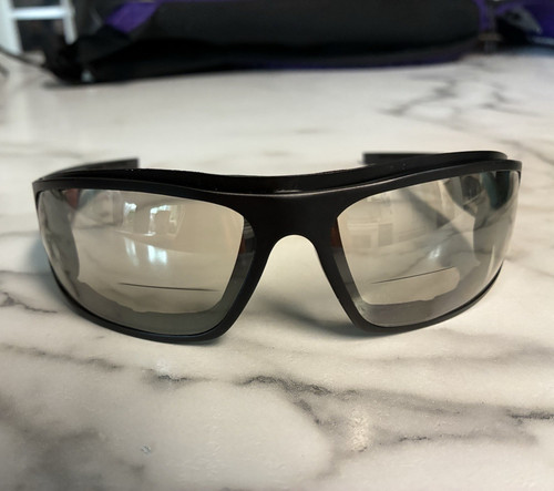 Icicles Big Daddy Bagger BDB-B3 Wrap Sunglasses Black Frame Gray Mirrored