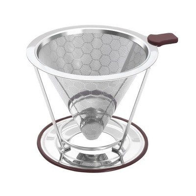 HAPYHOOM Pour Over Coffee Dripper Stainless Steel 1-2 cups, Silver